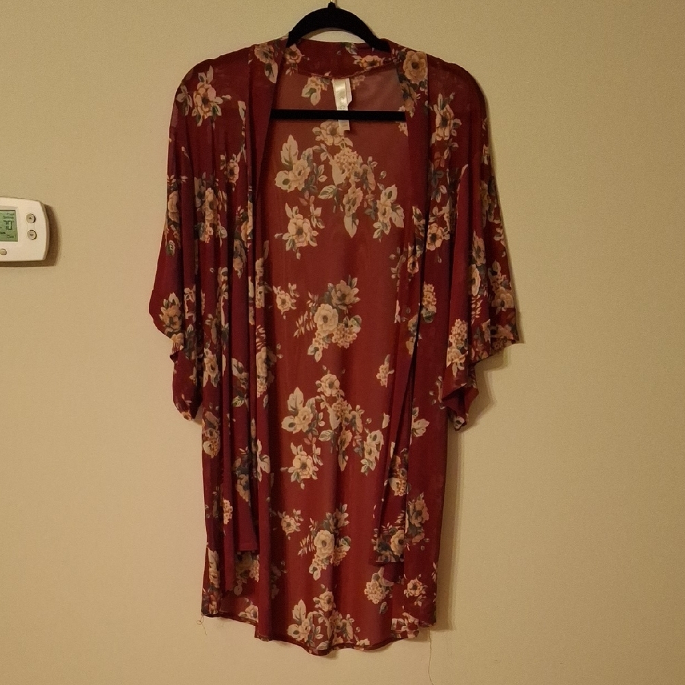 Floral Burgundy Kimono Cardigan